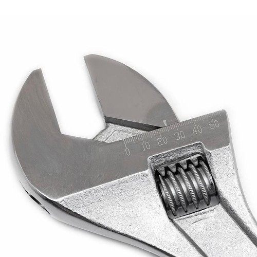 Crescent® AC218BK Adjustable Wrench, 0 to 2.062 in Wrench Opening, 18 in Overall Length, Alloy Steel Jaw, Specifications Met: ANSI, Yes Measurement Scale Included, Alloy Steel, Satin Chrome with Polished Face